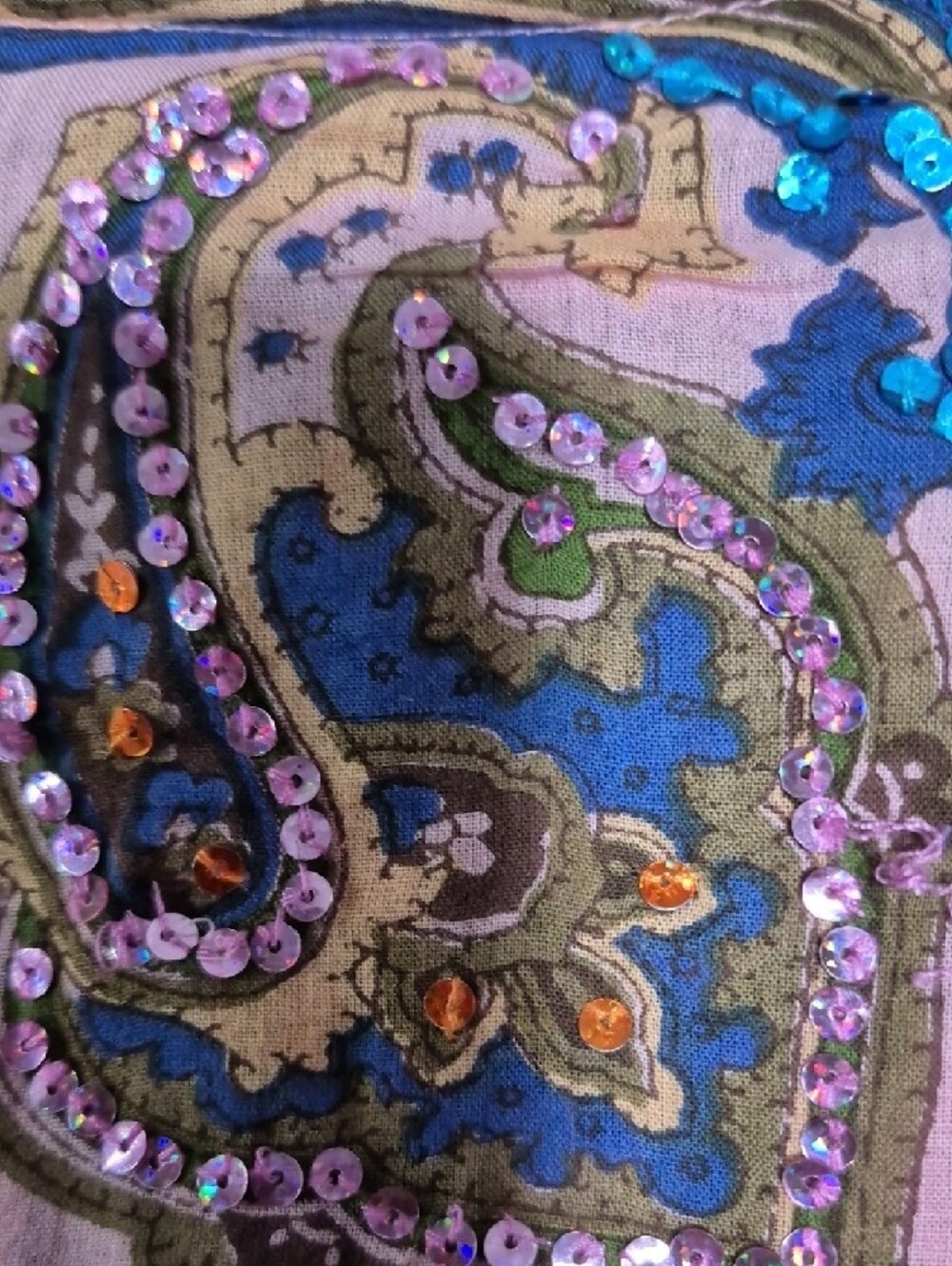 Boho Pink Tiered Maxi Skirt with Paisley Waistband. Waist 34, Length 33 - Picture 3 of 5